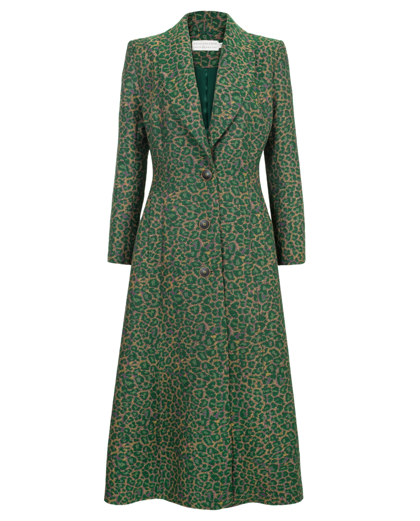 Sassi Holford Cambridge Coat Green Animal Print