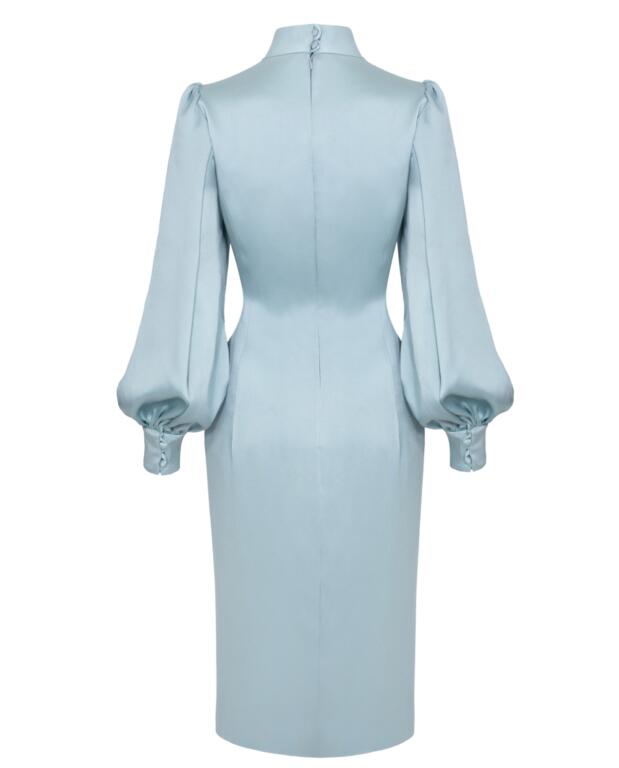 Duck Egg Blue Long Sleeve Knee Length Dress Sassi Holford