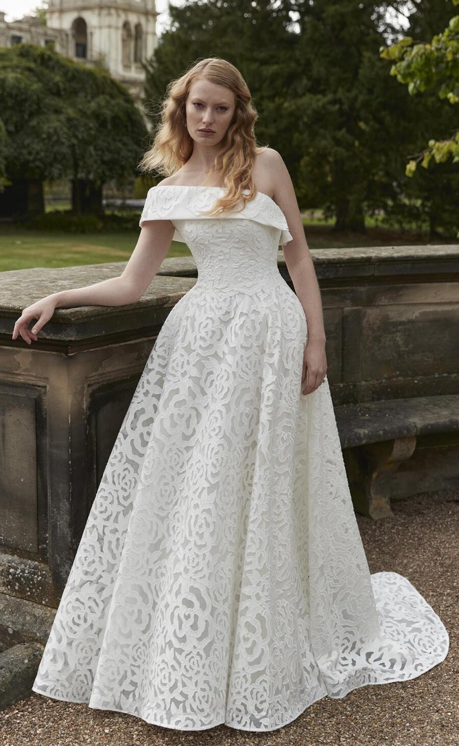 Sassi Holford Carmen One Shoulder Floral Ballgown Wedding Dress