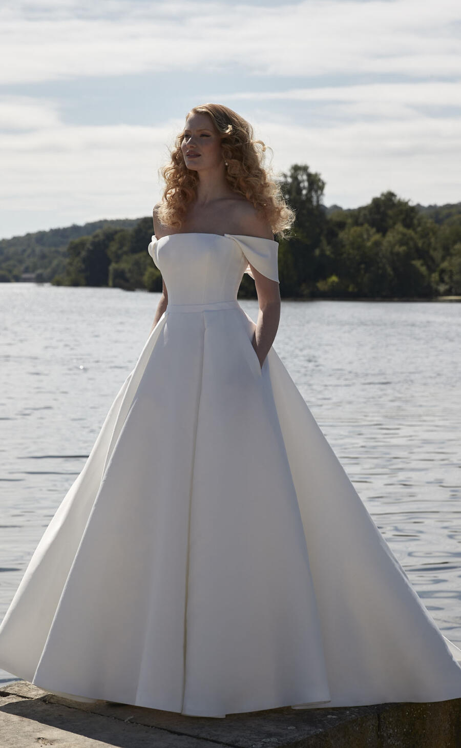 Sassi Holford Lexi off The Shoulder Square Neck Ballgown Wedding Dress