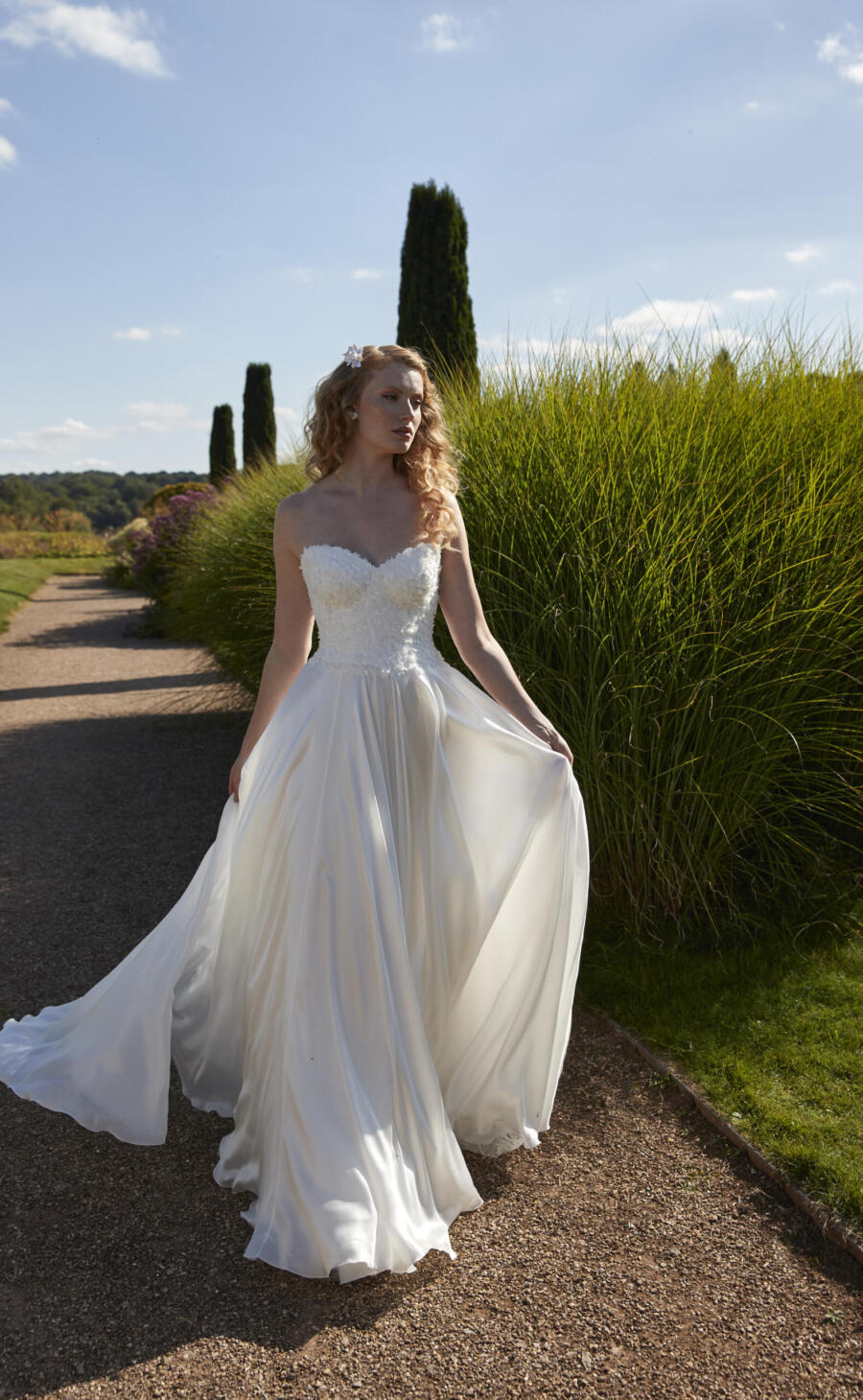 Sassi Holford Daisy Floral A Line Silk Flowy Wedding Dress